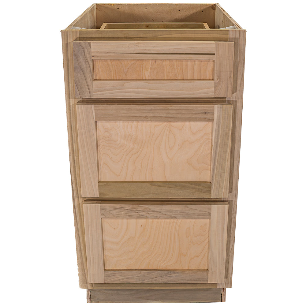Kitchen Drawer Base Cabinet | Unfinished Poplar | Shaker Style | 18 in. | 3 Drawer
